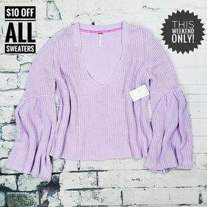 Free People Lilac V-neck Sweater NWOT